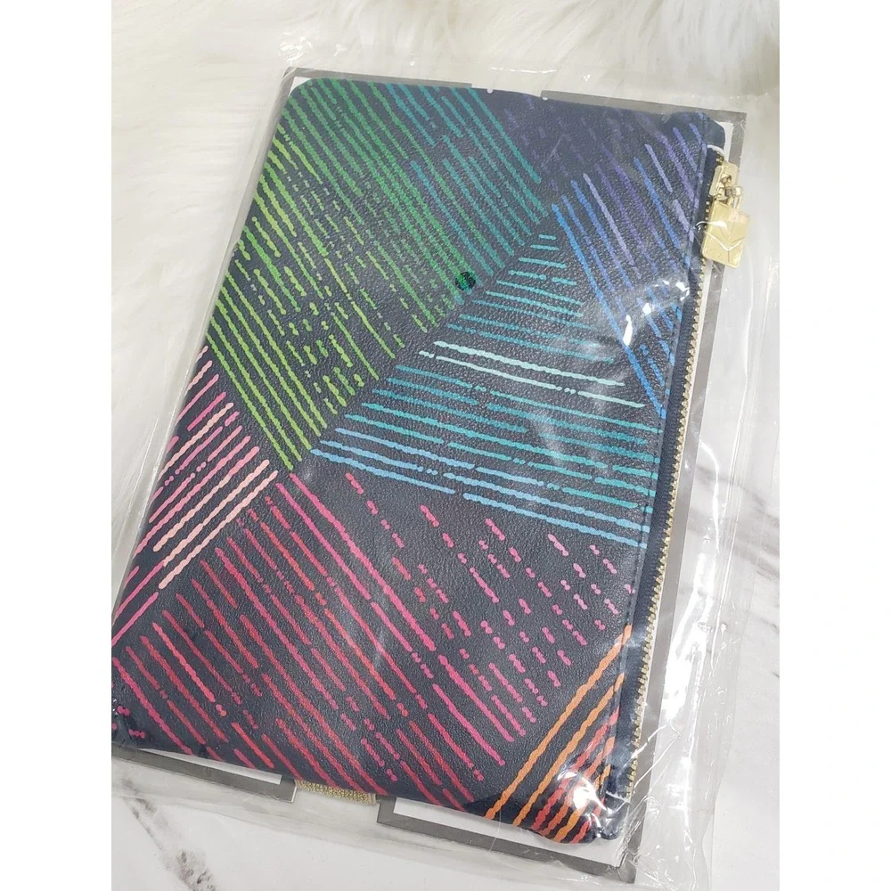 NEW Erin Condren Colored Striped Rainbow Kaleidoscope Planny Pack Zipper Bag